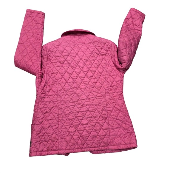 Barbour Quilted Spring Barn Chore Jacket Pink Diamond Stitch Snap Front Size‎ 10 - Picture 7 of 8